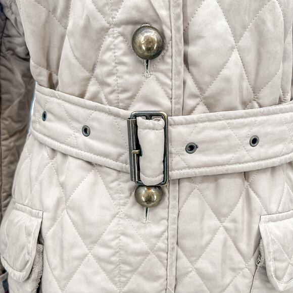 Burberry Quilted Coat Winter Down Finsbridge Plaid Jacket Check Cream M - Picture 14 of 16